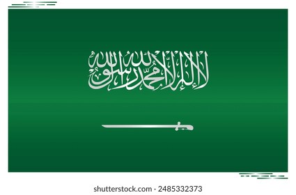 National Flag of Saudi Arabia. Saudi Arab flag in Rectangle shape. Middle Eastern Country. KSA flag isolated on white background. Editable vector EPS available