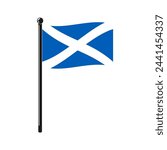 national flag of Scotland in the original colours and on the stick