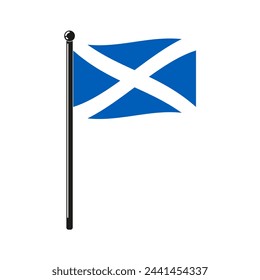 national flag of Scotland in the original colours and on the stick