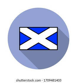 National flag of Scotland in simple colors with name icon long shadow icon. Simple color vector of flags icons for ui and ux, website or mobile application