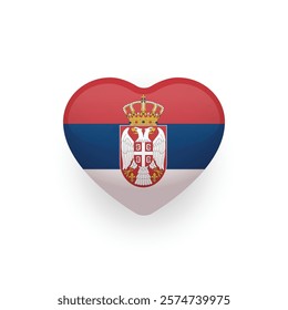 National flag of Serbia shaped as heart. Serbian flag. Vector Illustration.