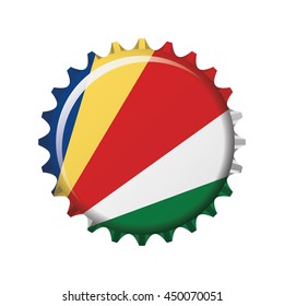 National flag of Seychelles on a bottle cap. Vector Illustration