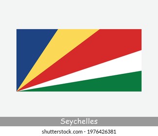 National Flag of Seychelles. Seychellois Country Flag. Republic of Seychelles Detailed Banner. EPS Vector Illustration Cut File