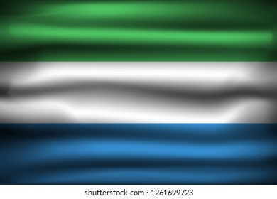 National Flag of Sierra Leone SL. Front view, official colors and correct proportion. Realistic vector illustration.