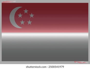 National Flag of Singapore in black shadow. Lion City flag in Rectangle shape. Asian Country. Singapore flags isolated on grey background. Editable vector EPS available