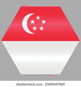 National Flag of Singapore. Lion City flag in polygon shape. Asian Country. Singapore flags isolated on grey background. Editable vector EPS available