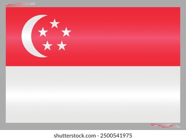 National Flag of Singapore. Lion City flag in Rectangle shape. Asian Country. Singapore flags isolated on grey background. Editable vector EPS available