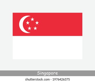 National Flag of Singapore. Singaporean Country Flag. Republic of Singapore Detailed Banner. EPS Vector Illustration Cut File svg