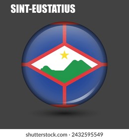 Bandera nacional de San Eustaquio en forma de círculo.Vector.
Icono de bandera 3d circular con 
detalle alto.
Ilustración de bandera esférica.