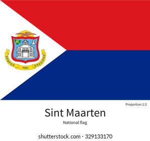 National flag of Sint Maarten with correct proportions, element, colors for education books and official documentation