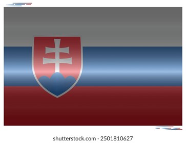 National Flag of Slovakia in black shadow. Slovakian flag in Rectangle shape. European Country. Slovak flags isolated on white background. Editable vector EPS available