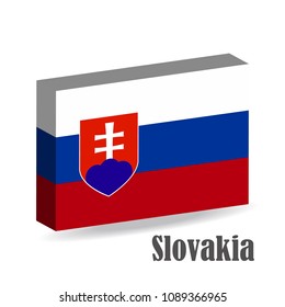 The national flag of Slovakia, the European Union, in the east of Europe, executed in 3D, the colors are white, blue, red. Volumetric vector illustration with the signature Slovakia.