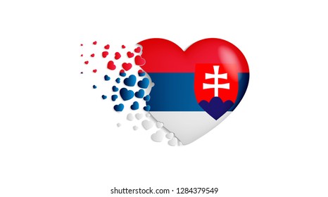 National flag of Slovakia in heart illustration. With love to Slovakia country. The national flag of Slovakia fly out small hearts