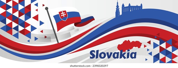 national flag Slovakia on background with National day banner

