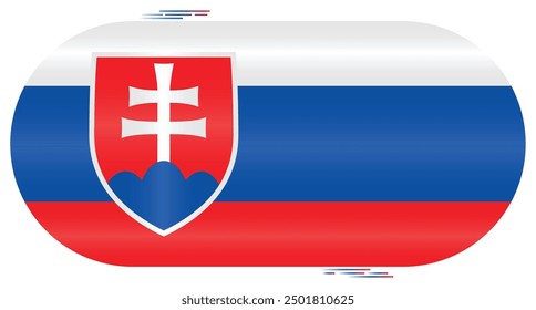 National Flag of Slovakia. Slovakian flag in capsule shape. European Country. Slovak flags isolated on white background. Editable vector EPS available