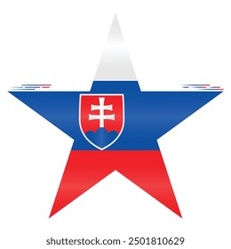 National Flag of Slovakia. Slovakian flag in star shape. European Country. Slovak flags isolated on white background. Editable vector EPS available