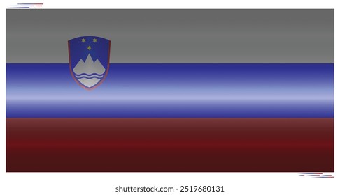 National Flag of Slovenia. in black shadow. Romanians flag in Rectangle shape. European Country. Slovenia flags isolated on white background. Editable vector EPS available