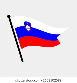 Bandeira nacional da Eslovênia.  Eslovênia bandeira computador digital vetor ilustração ícone design.  Bandeira de mastro flutuante.