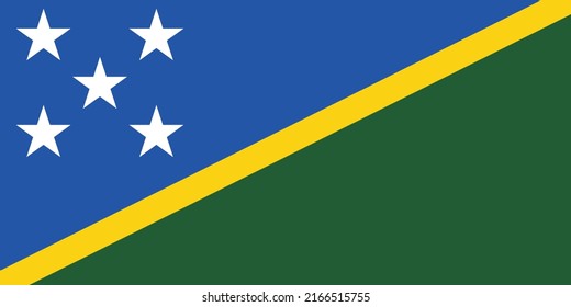 The national flag of Solomon Islands vector illustration. Flag of Solomon Islands with accurate color and proportion