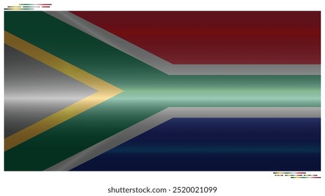 National Flag of South Africa. in black shadow. SA flag in Rectangle shape. African Country. Azania flags isolated on white background. Editable vector EPS available