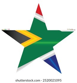 National Flag of South Africa. SA flag in Star shape. African Country. Azania flags isolated on white background. Editable vector EPS available