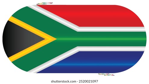 National Flag of South Africa. SA flag in Capsule shape. African Country. Azania flags isolated on white background. Editable vector EPS available