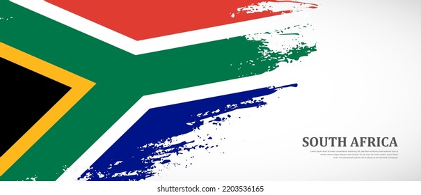 National flag of South Africa with textured brush flag. Artistic hand drawn brush flag banner background