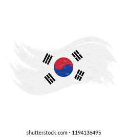 National Flag Of South Corea, Designed Using Brush Strokes,Isolated On A White Background. Vector Illustration. Use For Brochures, Printed Materials, Logos, Independence Day.