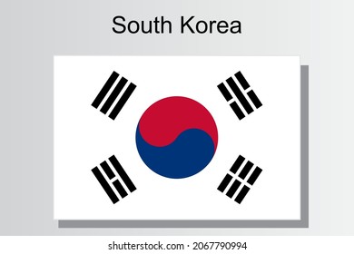 The National Flag of South Korea with the basic colors of Red, Blue, Black and White