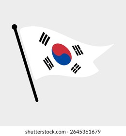 Bandeira nacional da Coreia do Sul.  Bandeira da Coreia do Sul computador digital vetor ilustração ícone design.  Bandeira de mastro flutuante.
