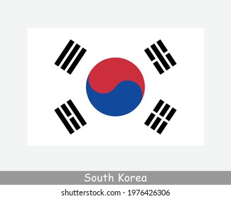 National Flag of South Korea. South Korean Country Flag. Republic of Korea Detailed Banner. EPS Vector Illustration Cut File