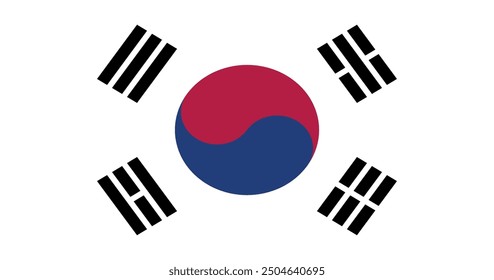 National flag of South Korea. Rectangular flag. Vector illustration