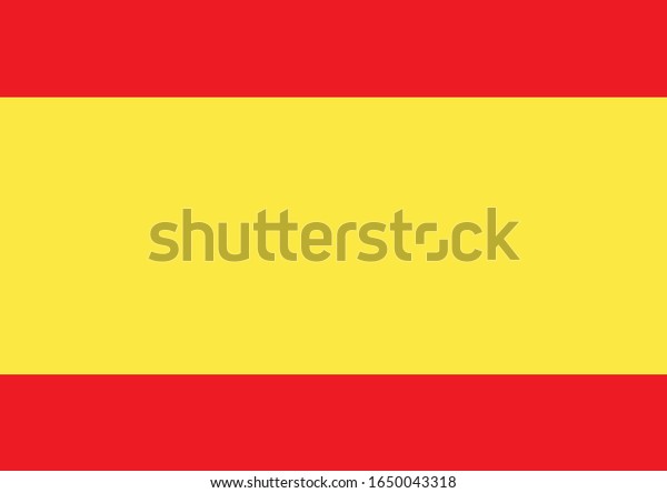 The national flag of Spain is divided\
horizontally. Red-yellow-red\
ground
