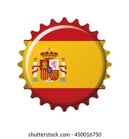 National flag of Spain on a bottle cap. Vector Illustration