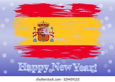 The national  Flag of Spain painted with a brush colored inks. Effects of the country. Happy New Year 2016. Merry Christmas. Background, grunge, paint. Image. Vector. Icon.