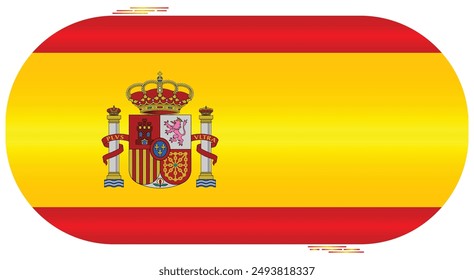 National Flag of Spain. Spanish flag in capsule shape. European Country. Spain flags isolated on white background. Editable vector EPS available