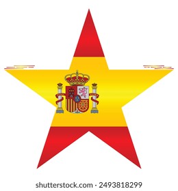 National Flag of Spain. Spanish flag in star shape. European Country. Spain flags isolated on white background. Editable vector EPS available