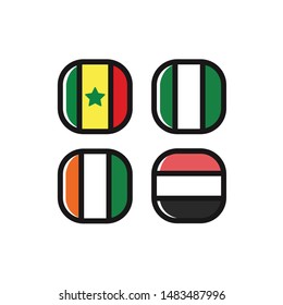 National Flag Square Icon Set