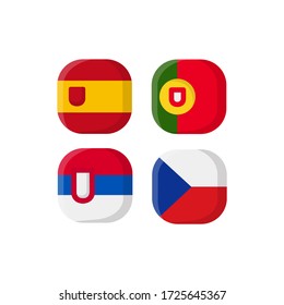 Icono de Plaza de la Bandera Nacional con España, Portugal, Serbia y República Checa 