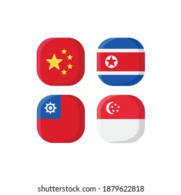 Symbol für den nationalen Flaggenplatz mit China, Singapur, Nordkorea und Taiwan
