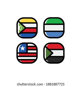 Symbol für den nationalen Flaggenplatz mit Sudan, den Komoren, Sierra Leone und Liberia