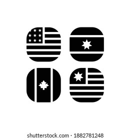 National Flag Square Icon Set with Canada, United States, Argentina And Uruguay 