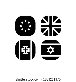 National Flag Square Icon Set with European Union, Israel, Madeira And United Kingdom