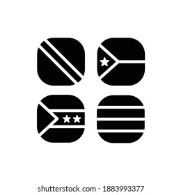 National Flag Square Icon Set with Mauritius, Trinidad and Tobago, Djibouti, Sao Tome and Principe.