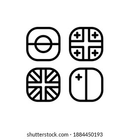National Flag Square Icon Set with Greenland, Georgia, Malta And Basque Country