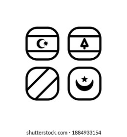 National Flag Square Icon Set with Lebanon, Mauritania, Azerbaijan And Republic of The Congo