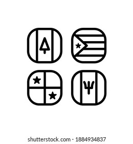 National Flag Square Icon Set with Panama, Barbados, Puerto Rico And Norfolk Island