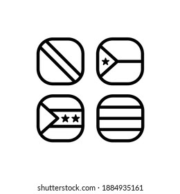 National Flag Square Icon Set with Mauritius, Trinidad and Tobago, Djibouti, Sao Tome and Principe.