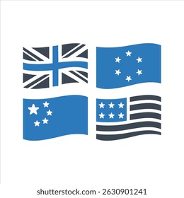 National flag square icon Set