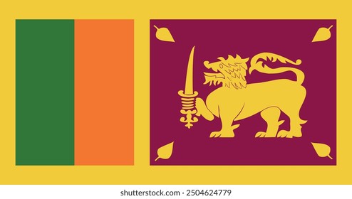National flag of Sri lanka. Rectangular flag. Vector illustration